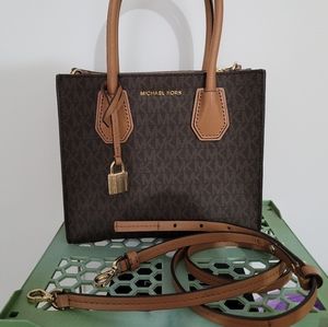 Michael Kors Mercer Logo Crossbody - Brown - 30T7GM9M8V